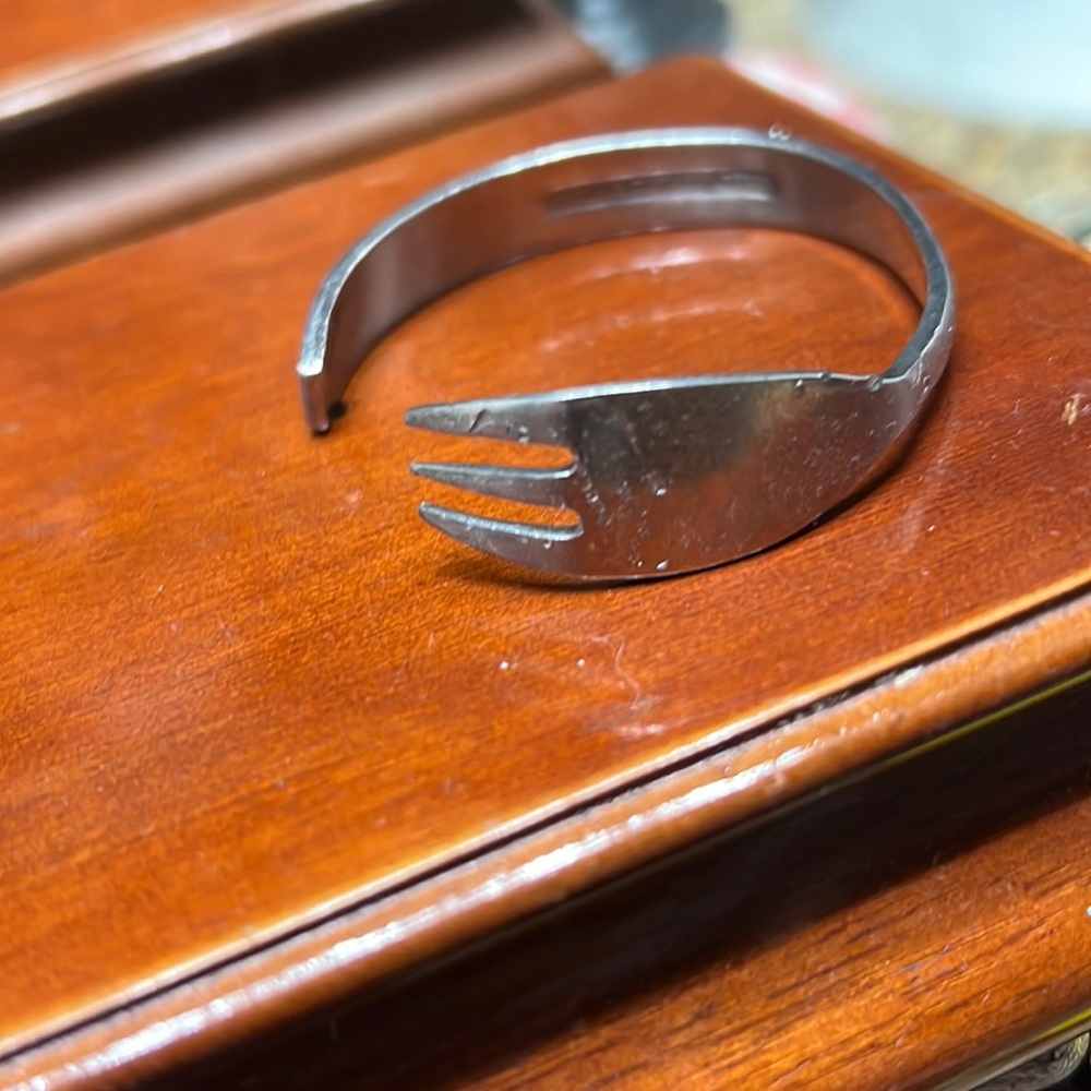 Vintage Handmade Stainless Steel Fork Bangle Bracelet